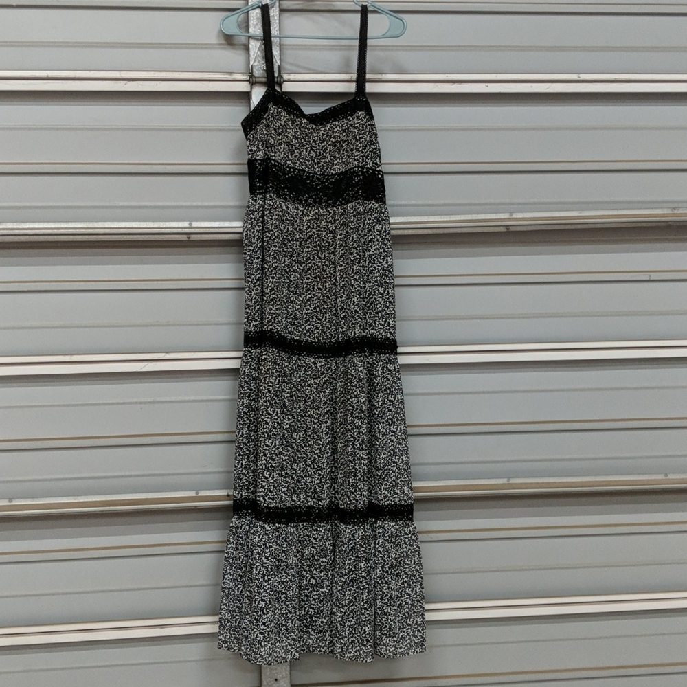 Black and white lined maxi dress